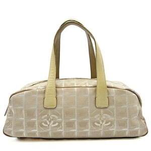 Chanel CHANEL Bag New Travel Line Mini Boston A15828 Nylon Jacquard Beige Canvas